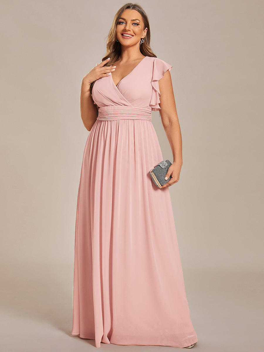 Liliana | Abito da damigella in chiffon con maniche plissettate e scollatura sul retro
