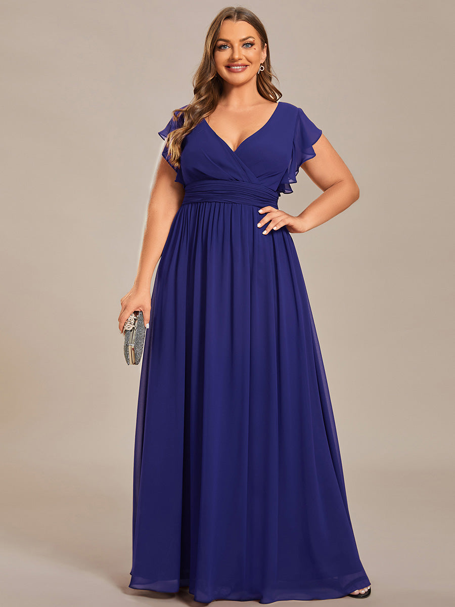 Liliana | Abito da damigella in chiffon con maniche plissettate e scollatura sul retro