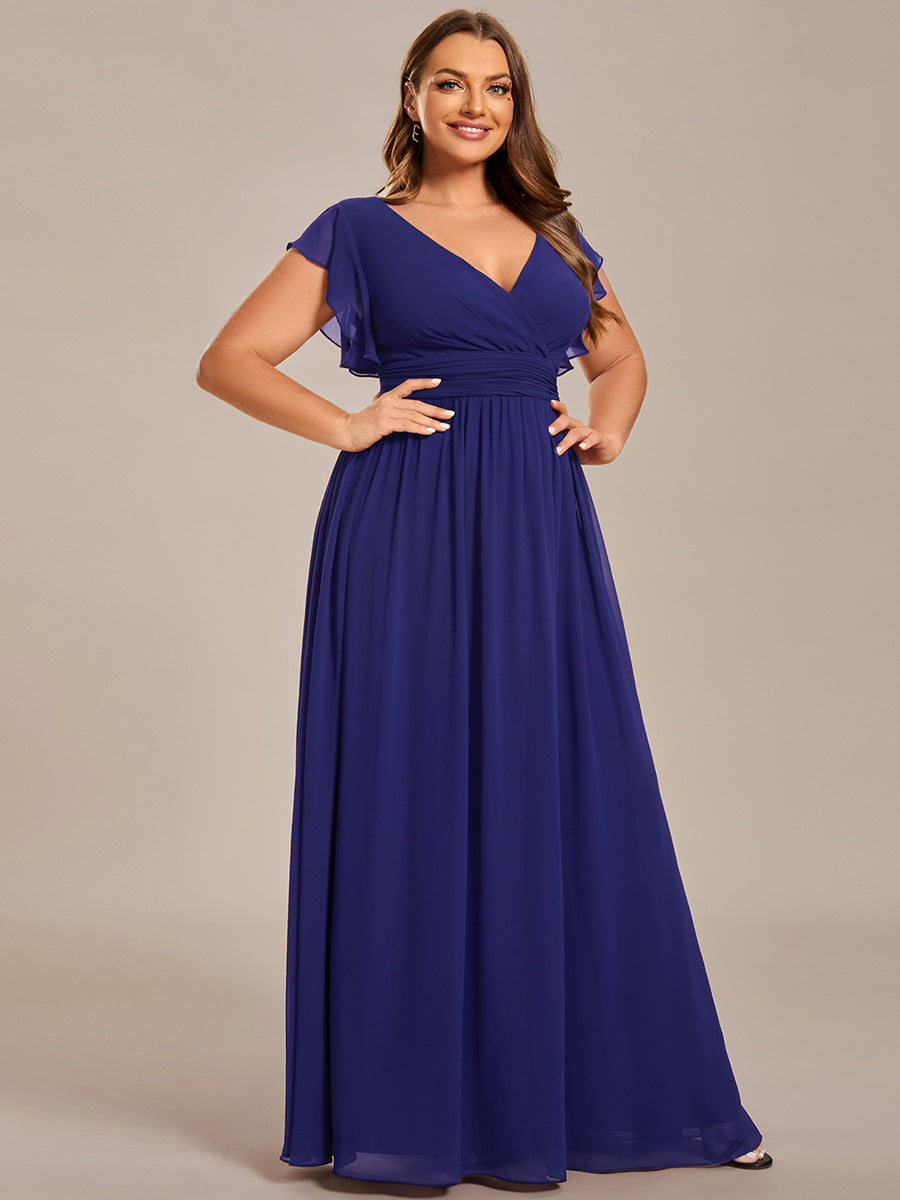 Liliana | Abito da damigella in chiffon con maniche plissettate e scollatura sul retro