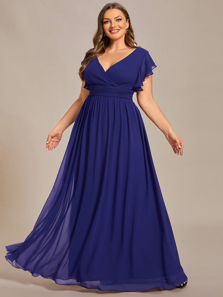 Liliana | Abito da damigella in chiffon con maniche plissettate e scollatura sul retro