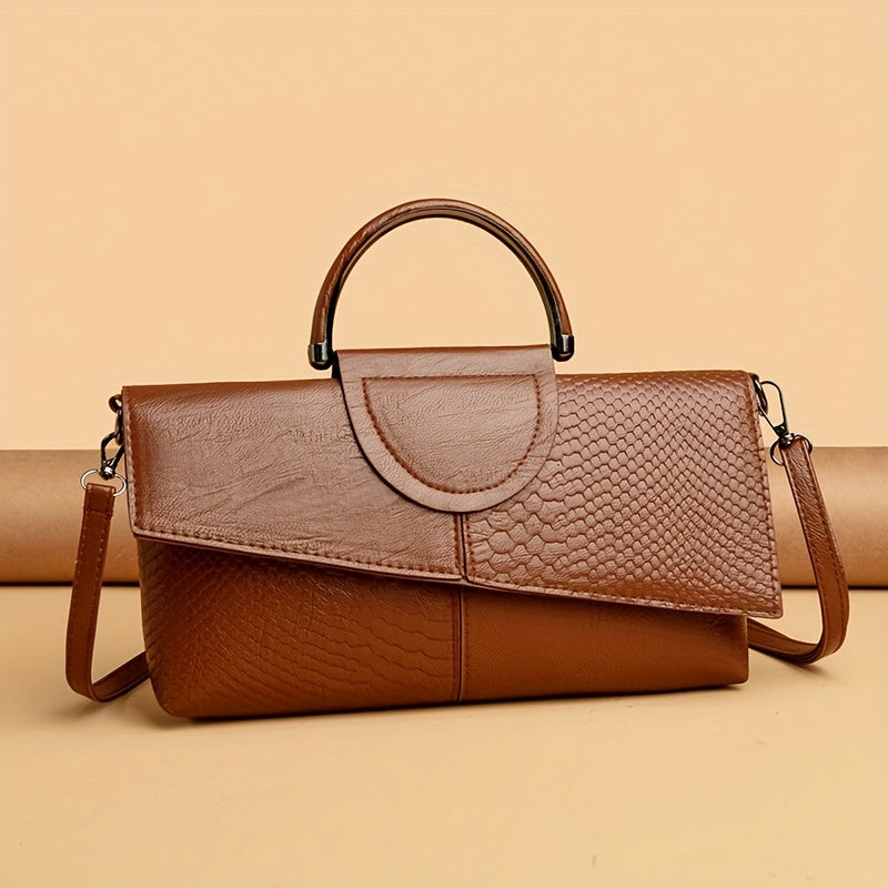 Bianca | Pochette alla moda con stampa di coccodrillo - borsa a spalla e a tracolla versatile, ideale per lavoro, acquisti e regalo - con chiusura magnetica, nero