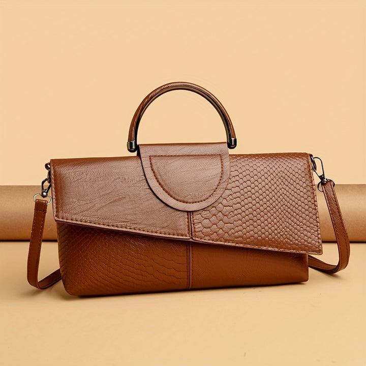 Bianca | Pochette alla moda con stampa di coccodrillo - borsa a spalla e a tracolla versatile, ideale per lavoro, acquisti e regalo - con chiusura magnetica, nero