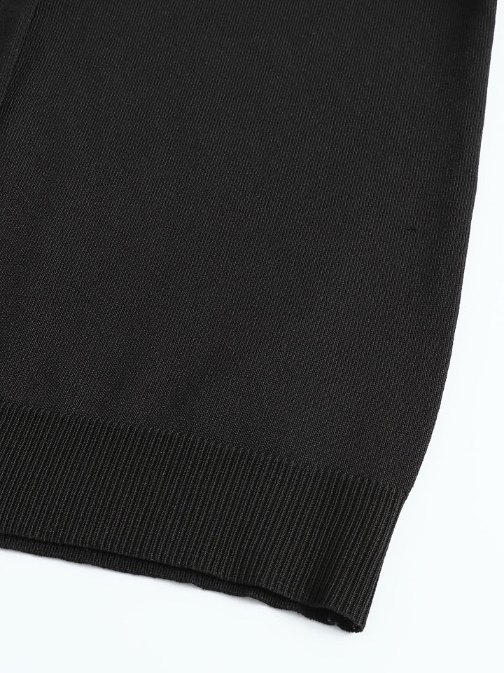 Noemi | Cardigan Nero con Cappuccio e Bottoni