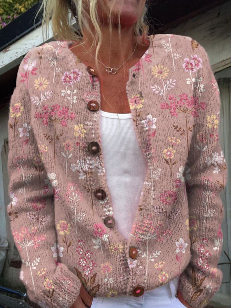 Irma | Cardigan con Motivo Floreale
