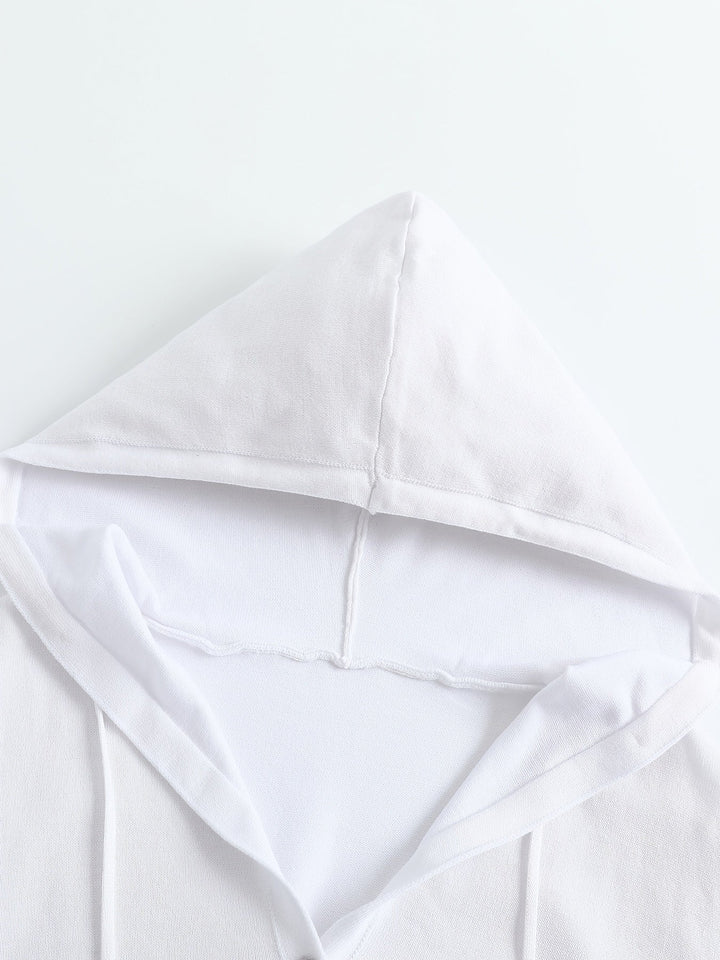 Chiara | Cardigan Bianco con Cappuccio e Chiusura a Bottoni