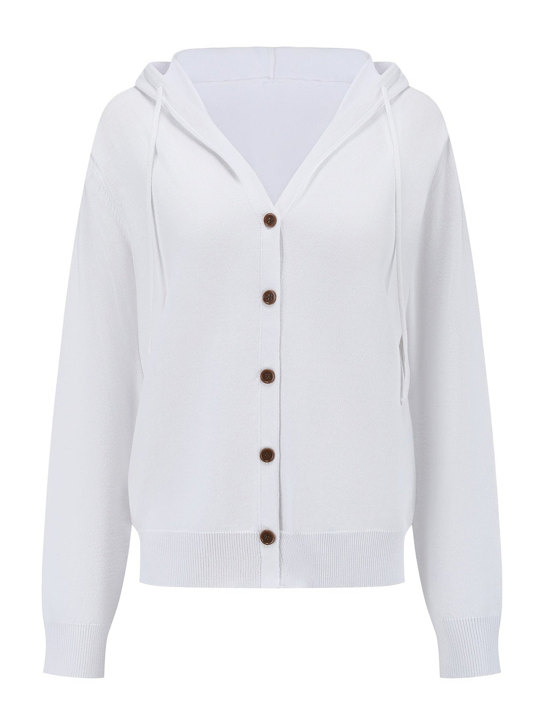 Chiara | Cardigan Bianco con Cappuccio e Chiusura a Bottoni