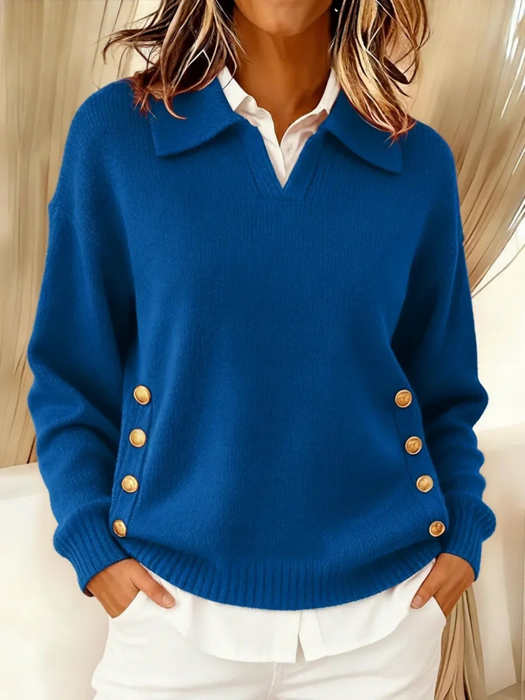 Yolanda | Pullover con Collo Polo e Bottoni