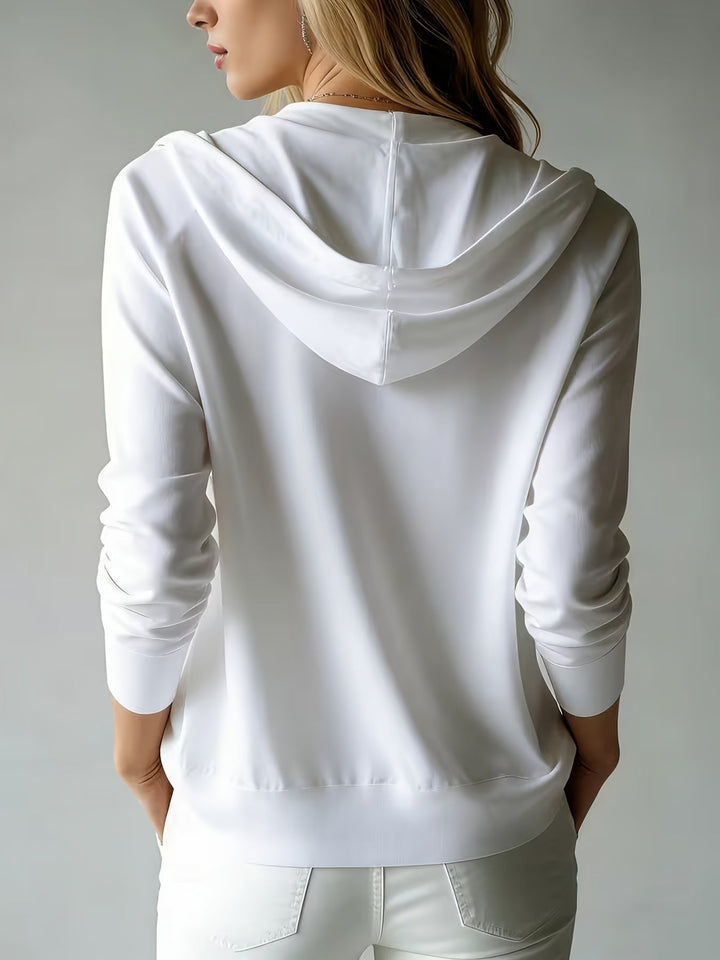 Chiara | Cardigan Bianco con Cappuccio e Chiusura a Bottoni