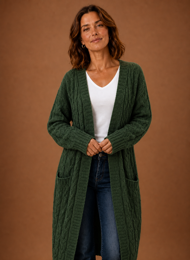 Ariberta | Cardigan Lungo con Cappuccio