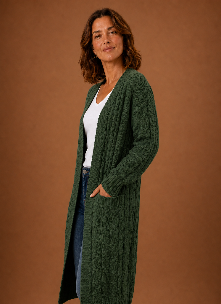 Ariberta | Cardigan Lungo con Cappuccio