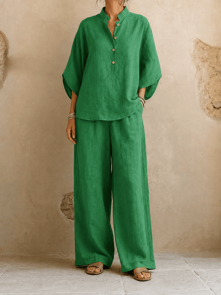 Stefania | Completo con Maniche a Pipistrello e Pantaloni Larghi