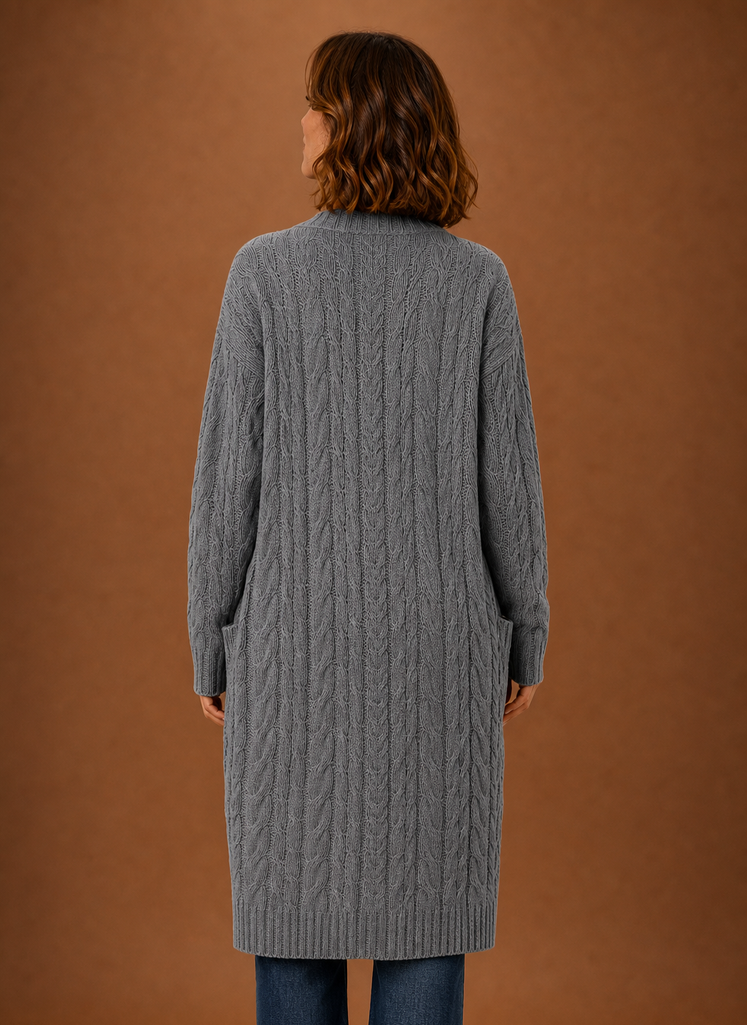 Ariberta | Cardigan Lungo con Cappuccio