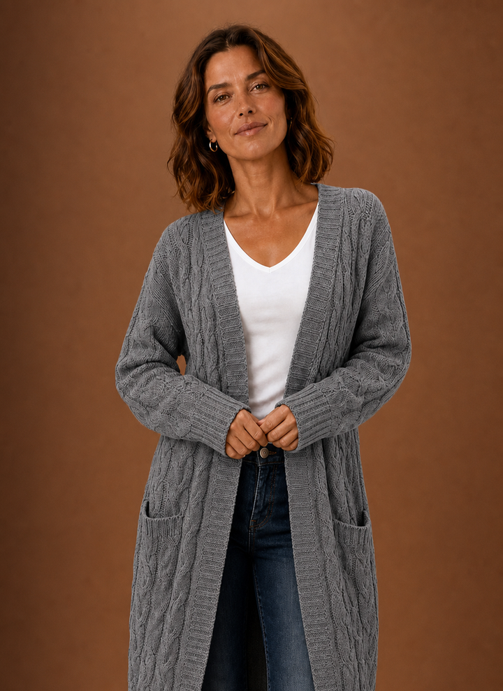 Ariberta | Cardigan Lungo con Cappuccio