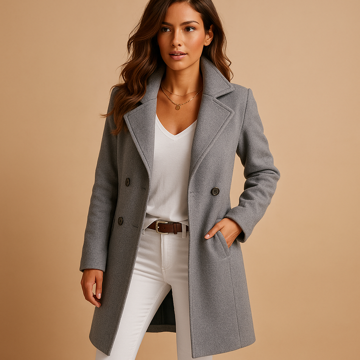 Flavia | Cappotto Lungo con Bottoni e Collo Classico