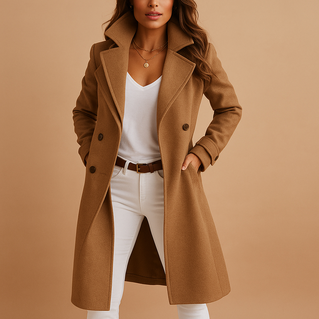 Flavia | Cappotto Lungo con Bottoni e Collo Classico