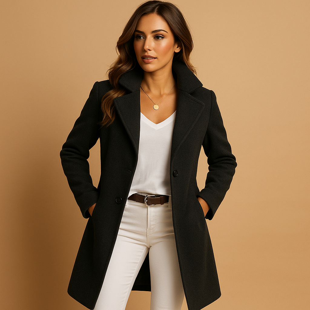 Flavia | Cappotto Lungo con Bottoni e Collo Classico
