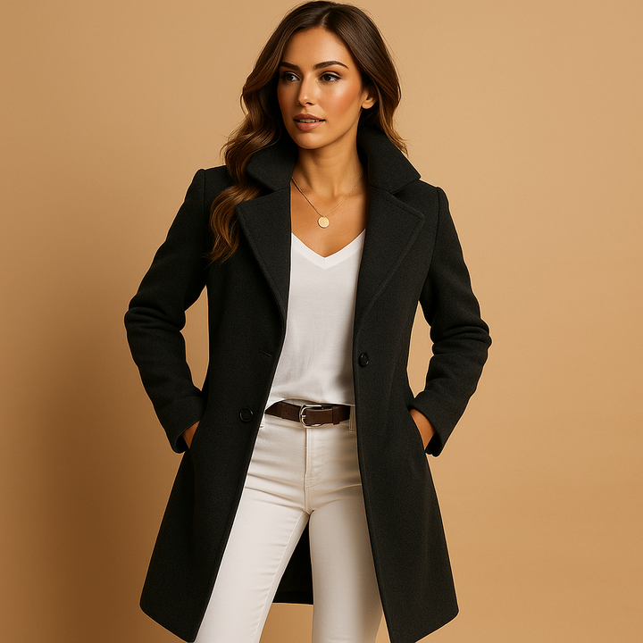 Flavia | Cappotto Lungo con Bottoni e Collo Classico