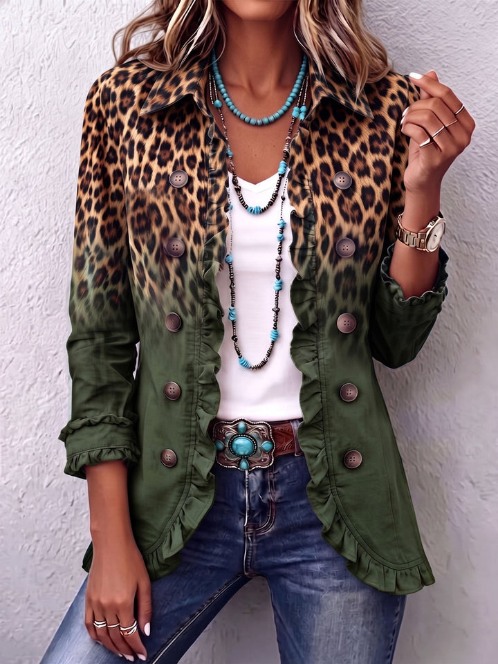 Carmela | Giacca Blazer Ombre Leopardata con Volant