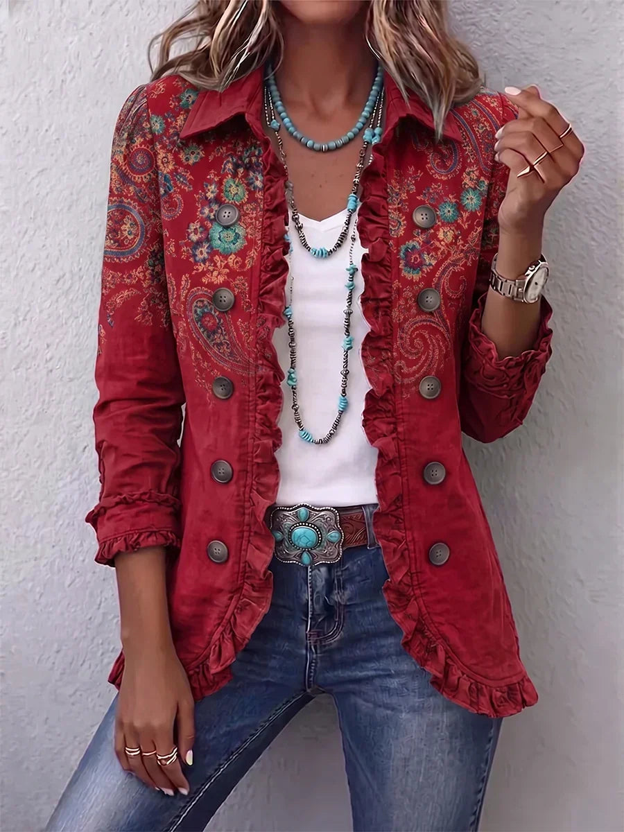 Bruna | Giacca Bohemien Paisley con Rouches