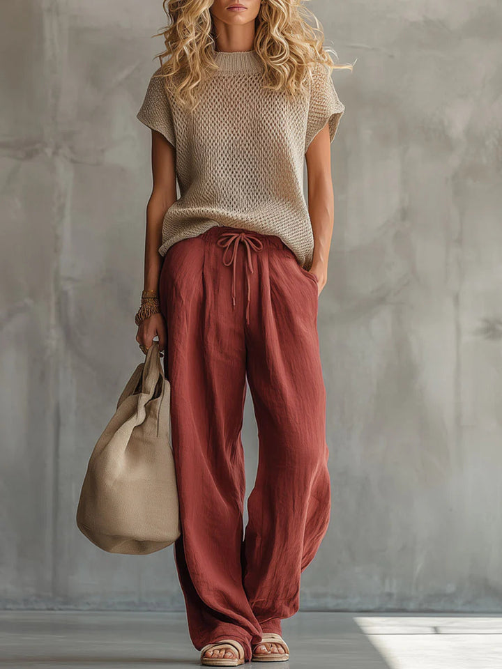 Renza | Completo con maglia e pantaloni in misto lino