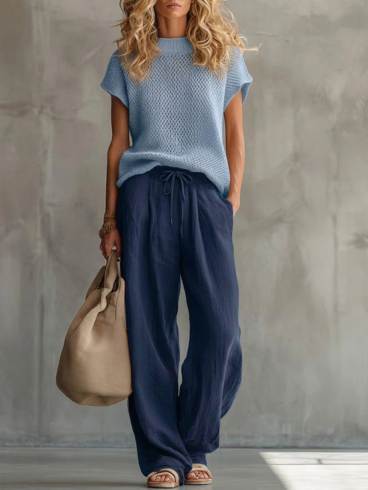 Renza | Completo con maglia e pantaloni in misto lino