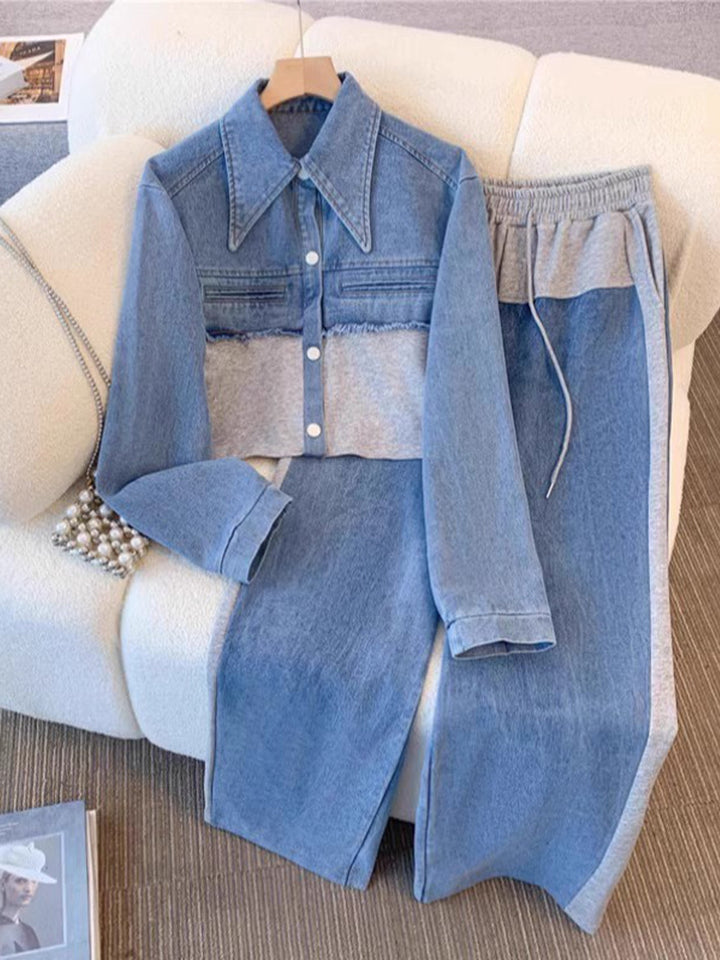 Corinna | Completo Cropped Color Block con Pantaloni a Gamba Larga
