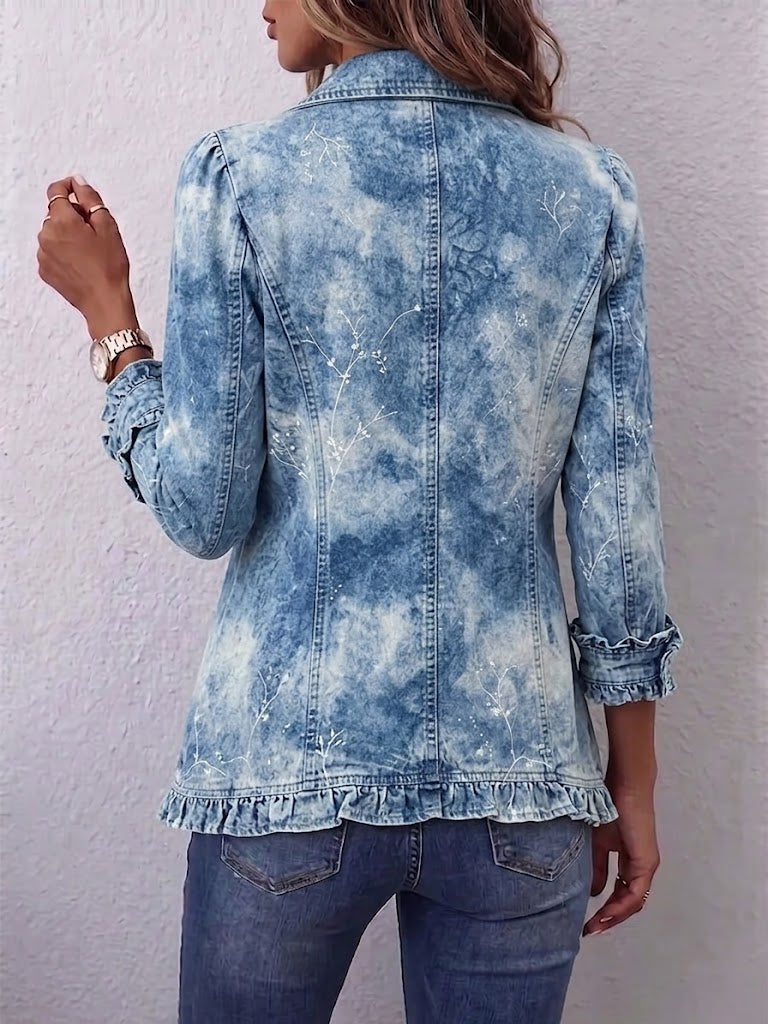 Enrica | Giacca Boho Botanica con Stampa a Gradiente e Volant