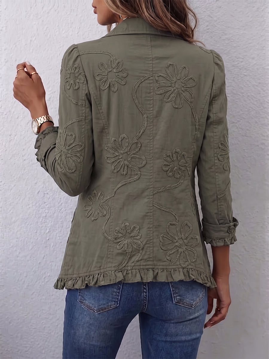Ersilia | Giacca Boho Ricamata a Fiori con Volant