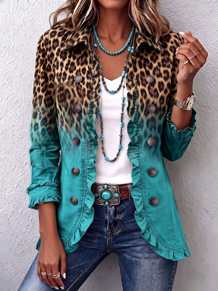 Carmela | Giacca Blazer Ombre Leopardata con Volant
