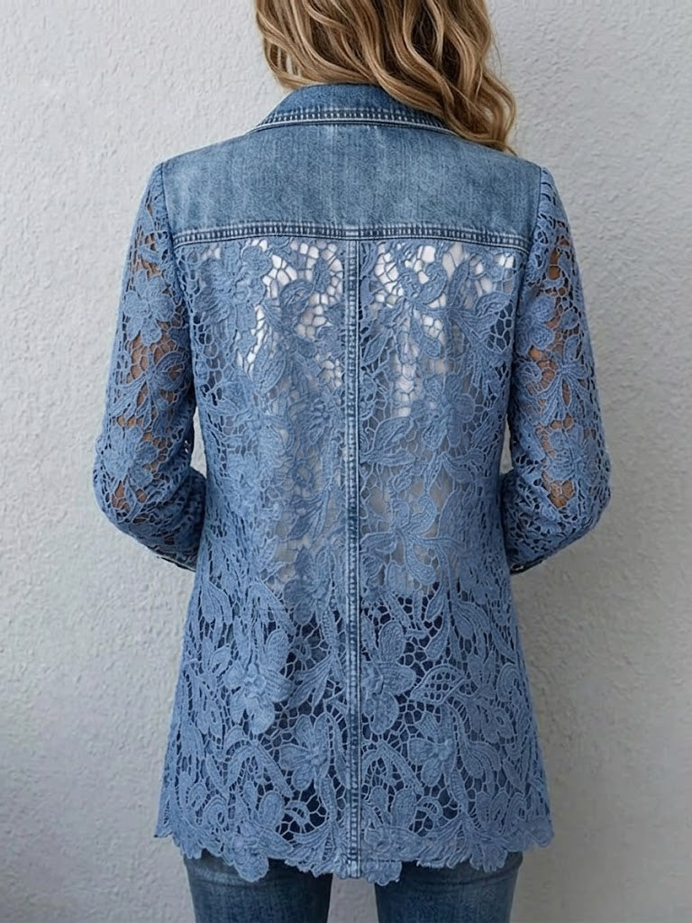 Liliana | Blazer Elegante con Pannelli in Pizzo Floreale