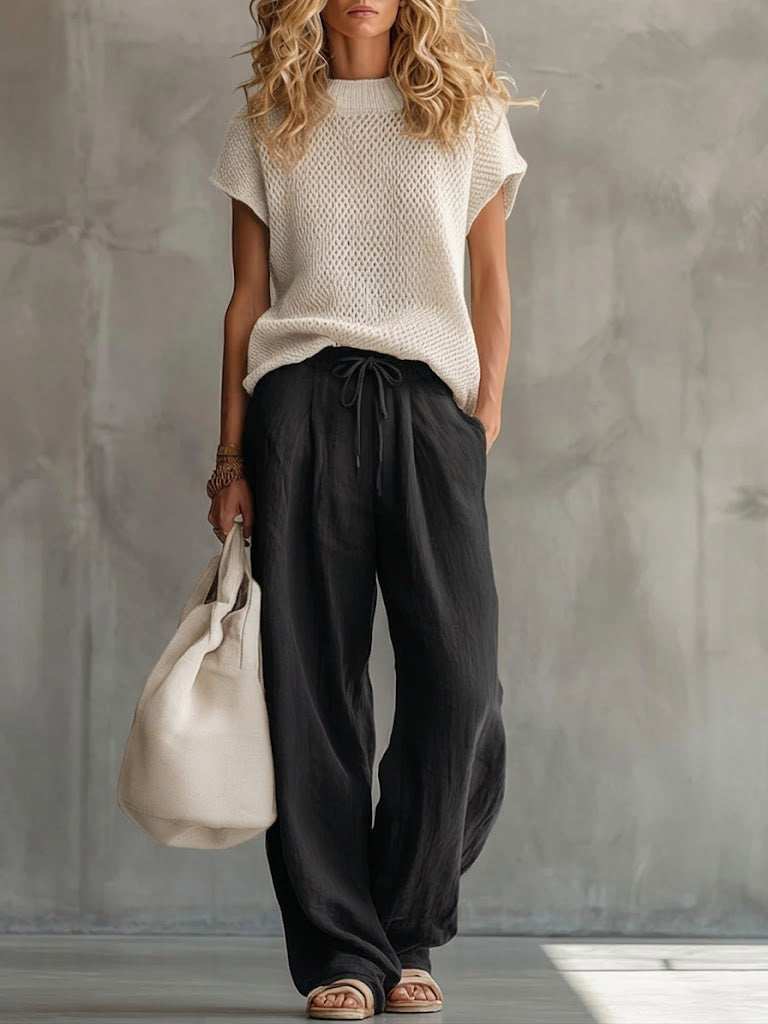 Renza | Completo con maglia e pantaloni in misto lino