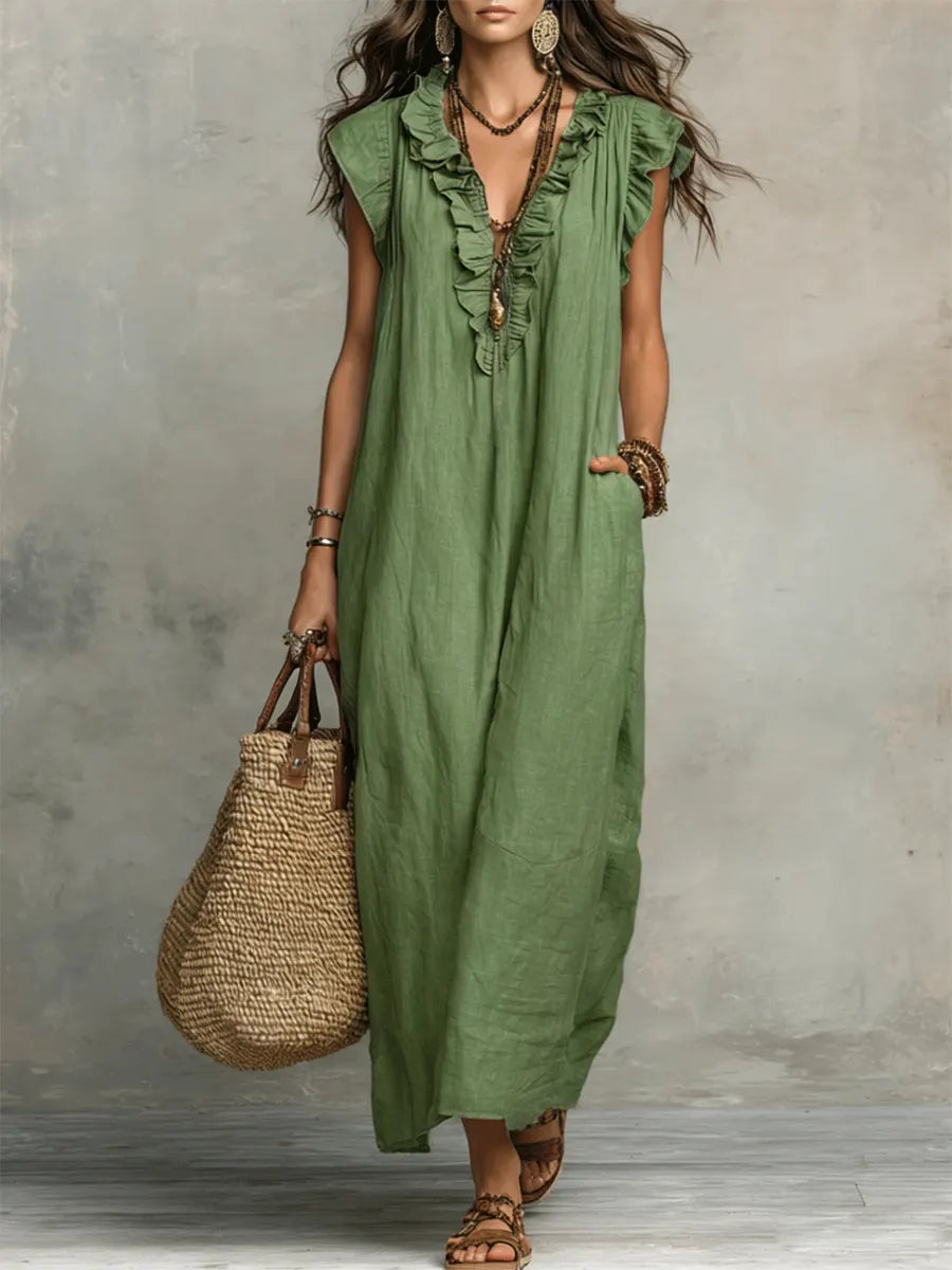 Chiara | Abito Maxi Bohémien con Scollo a V