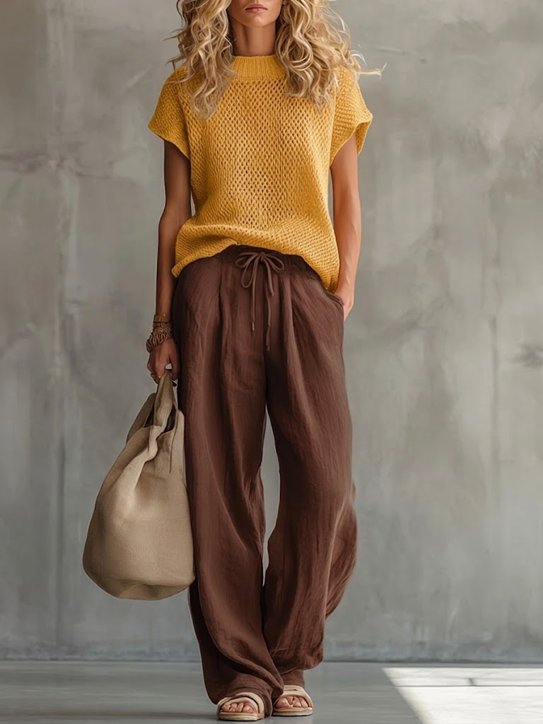 Renza | Completo con maglia e pantaloni in misto lino