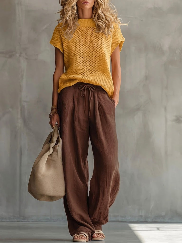 Renza | Completo con maglia e pantaloni in misto lino