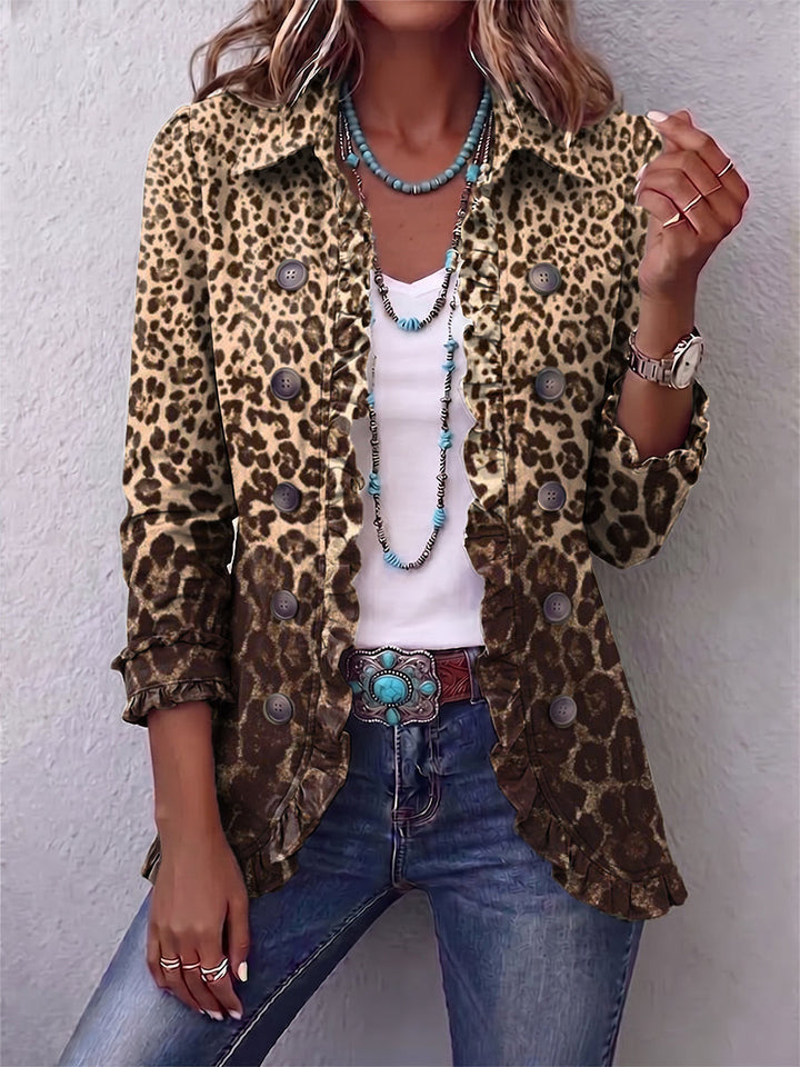Raimonda | Giacca a Righe con Motivo Leopardato
