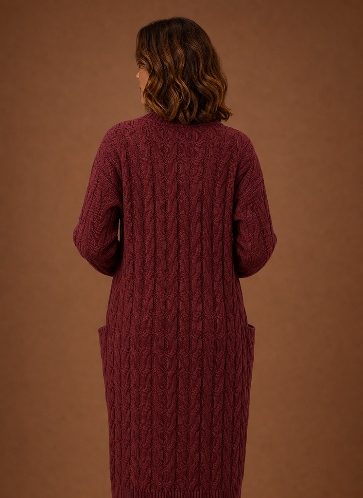 Ariberta | Cardigan Lungo con Cappuccio