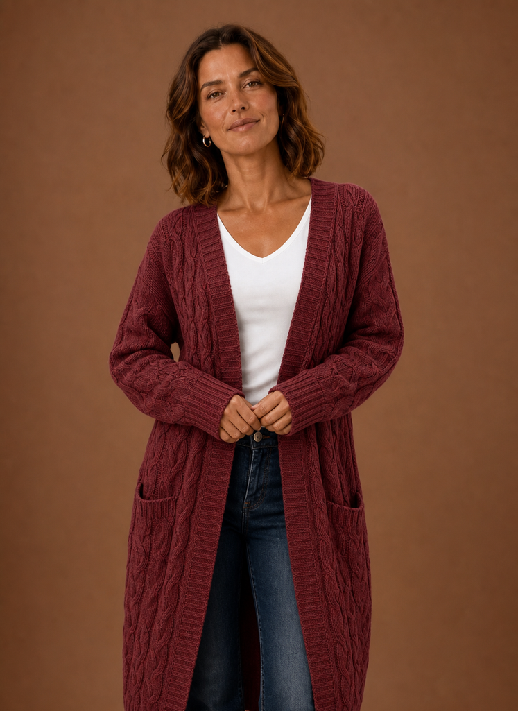 Ariberta | Cardigan Lungo con Cappuccio