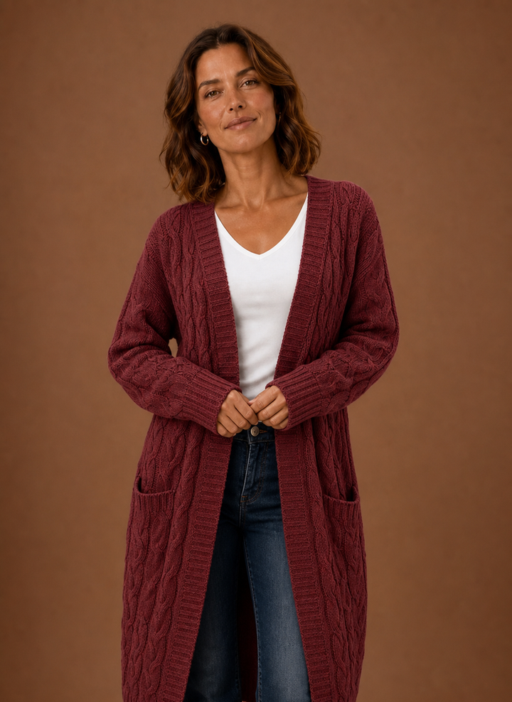 Ariberta | Cardigan Lungo con Cappuccio