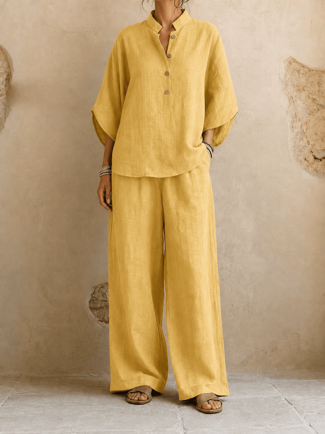 Stefania | Completo con Maniche a Pipistrello e Pantaloni Larghi